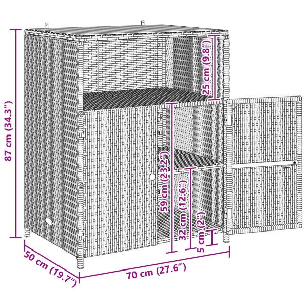 Schrank mit Tür Grau 70 x 50 x 87 cm Polyester und Roly Ratten