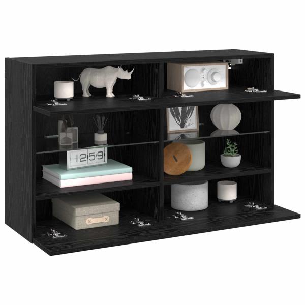 TV-Wandschrank Schwarz Eichen-Optik 98,5 x 30 x 60,5 cm