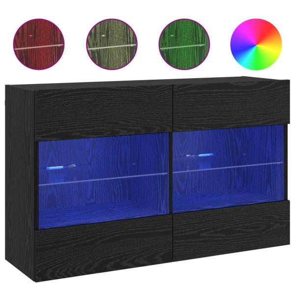 TV-Wandschrank Schwarz Eichen-Optik 98,5 x 30 x 60,5 cm