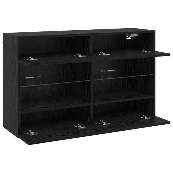 TV-Wandschrank Schwarz Eichen-Optik 98,5 x 30 x 60,5 cm