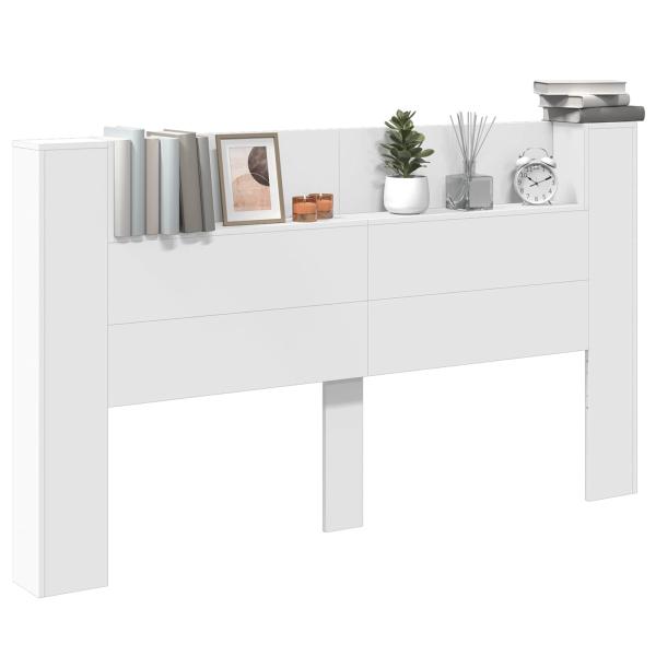 Kopfteilschrank mit LED mit Regal Weiß 180 x 16,5 x 103,5 cm