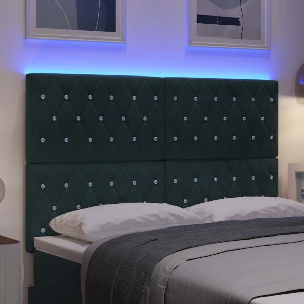 LED Kopfteil mit LED-Lichtleisten Dunkelgrün 144 cm Polyester
