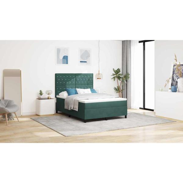 Boxspringbett mit Matratze Dunkelgrün 140 x 190 cm Stoff
