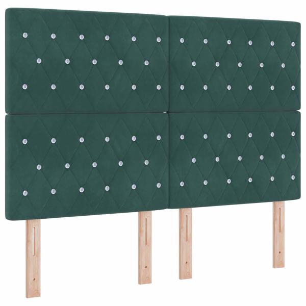 Boxspringbett mit Kopfteil Dunkelgrün 140 x 200 cm Samt