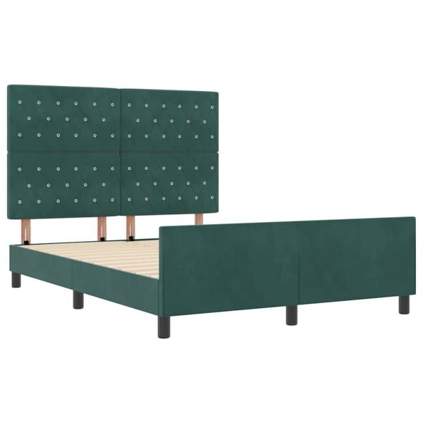 Boxspringbett mit Kopfteil Dunkelgrün 140 x 200 cm Samt