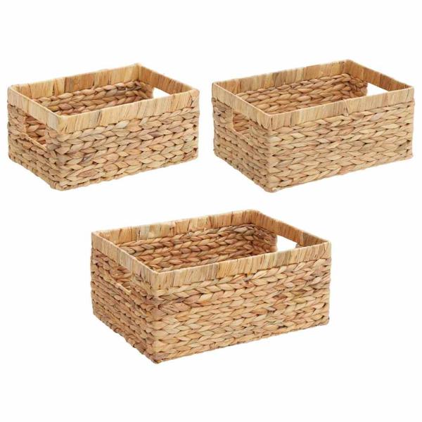 ARDEBO.de - Aufbewahrungskörbe 3 pcs Natur 40 x 30 x 18 cm Wasserhyazinthe