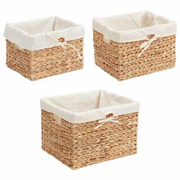 Aufbewahrungskörbe 3 pcs Natur 35 x 30 x 25 cm Wasserhyazinthe