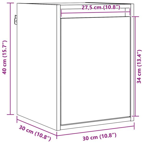 Wandschrank Wachsbraun 30 x 30 x 40 cm Massives Kiefernholz