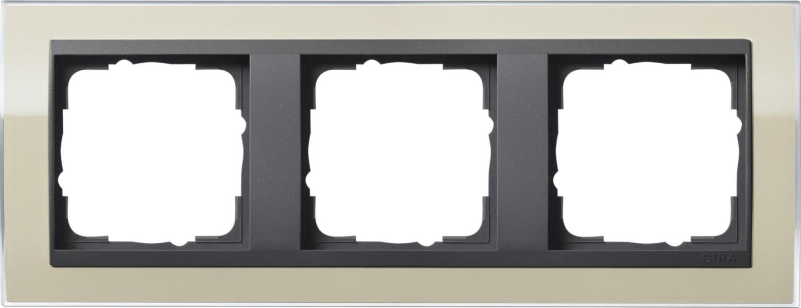 ARDEBO.de Abdeckrahmen, bruchsicher 3fach für anthrazitfarbene Zentraleinsätze Gira 0213778