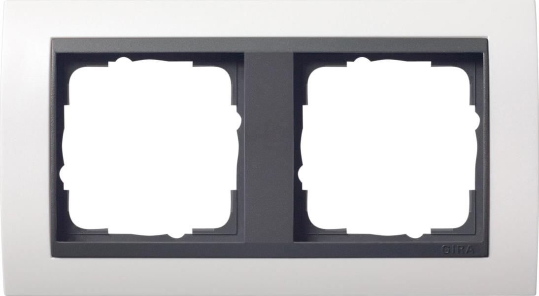 ARDEBO.de Abdeckrahmen, bruchsicher 2fach für anthrazitfarbene Zentraleinsätze Gira 0212808