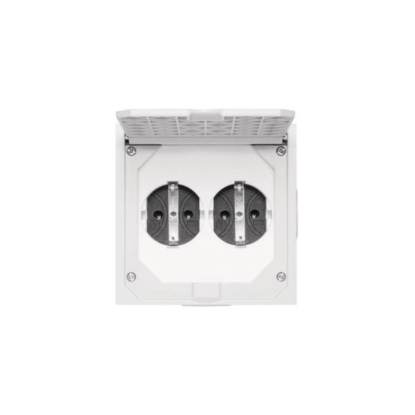 ARDEBO.de ABL 1632490 Einbau-Zweifachsteckdose+ Klappdeckel Thermoplast IP41 Zink-Druck.