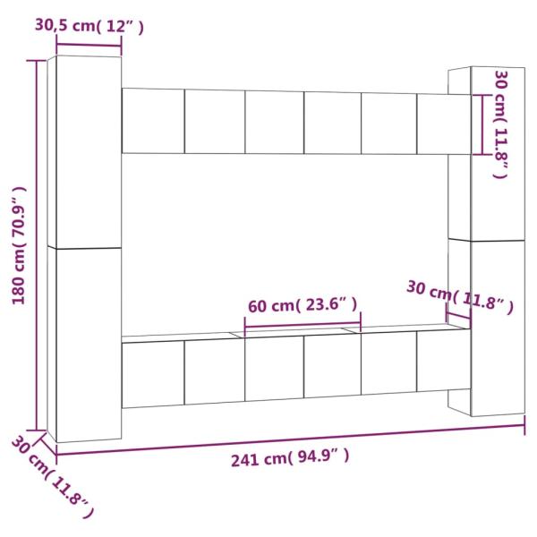 10-tlg. TV-Schrank-Set Grau Sonoma Holzwerkstoff