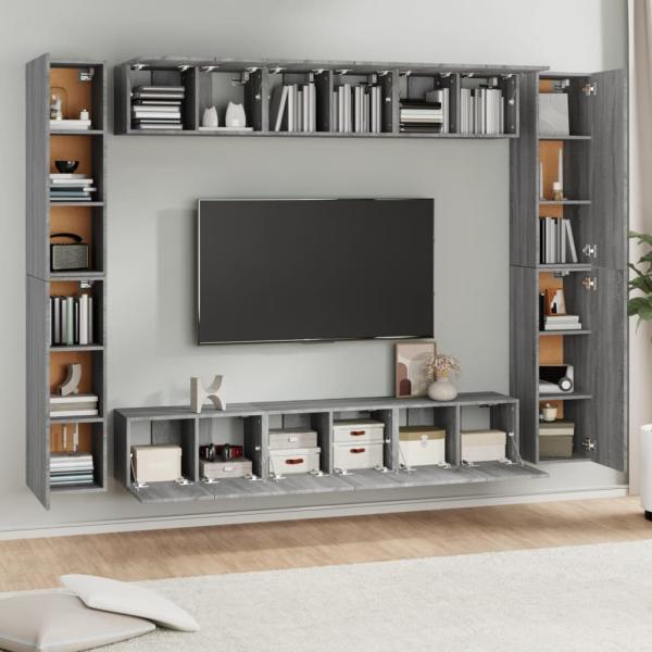 10-tlg. TV-Schrank-Set Grau Sonoma Holzwerkstoff
