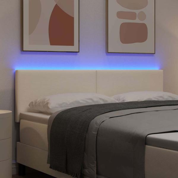 LED Kopfteil mit LED-Lichtleisten Creme 160 cm Polyester