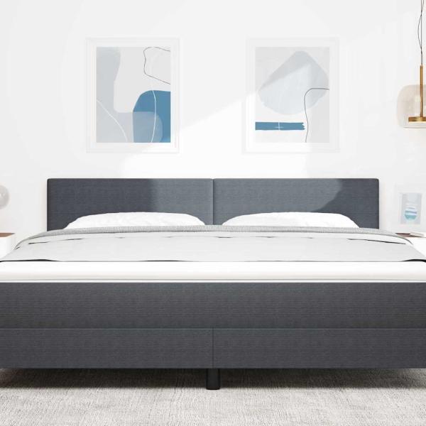 LED Kopfteil mit LED-Lichtleisten Dunkelgrau 180 cm Polyester