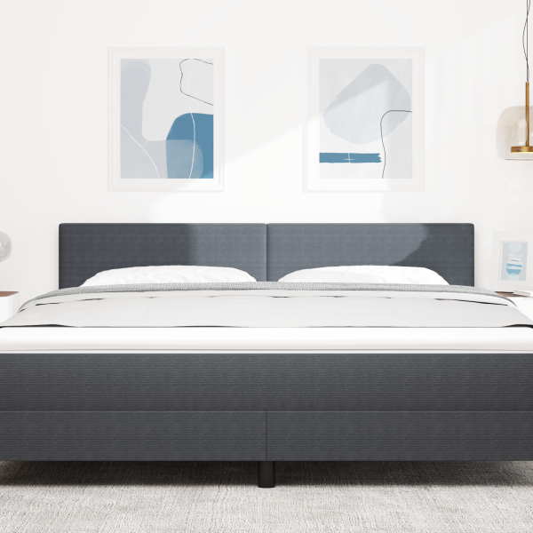 LED Kopfteil mit LED-Lichtleisten Dunkelgrau 180 cm Cordstoff