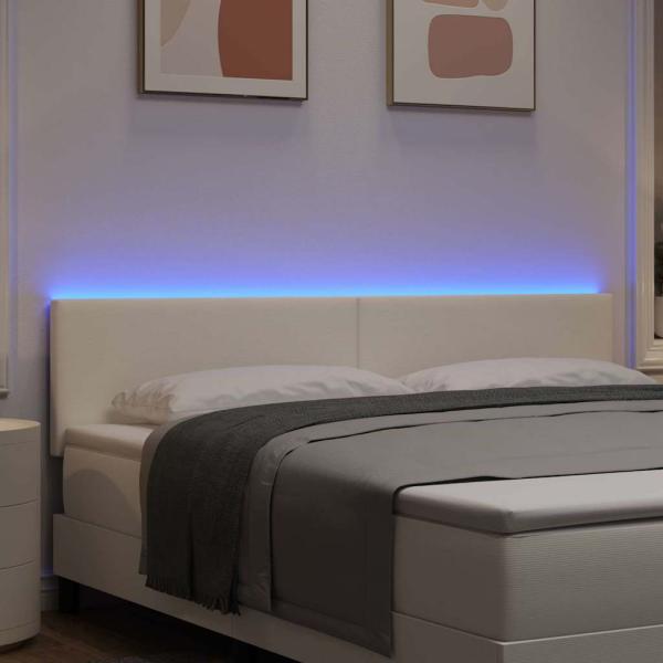 LED Kopfteil mit LED-Lichtleisten Creme 180 cm Polyester