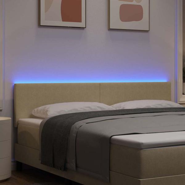 LED Kopfteil mit LED-Lichtleisten Grau-Grün 180 cm Polyester