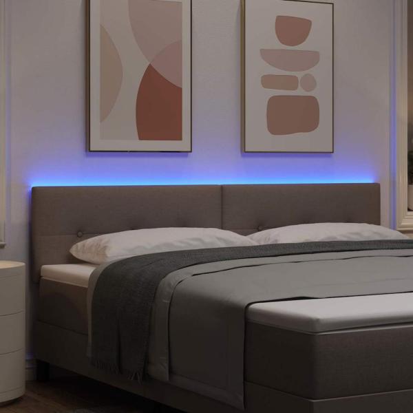 LED Kopfteil mit LED-Lichtleisten Taupe 180 cm Stoff