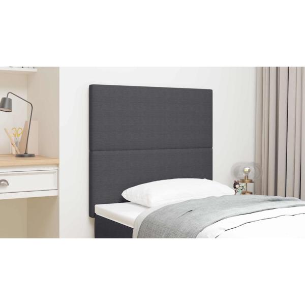 LED Kopfteil mit LED-Lichtleisten Dunkelgrau 90 cm Cordstoff
