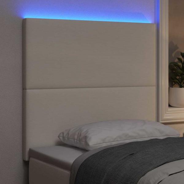 LED Kopfteil mit LED-Lichtleisten Creme 90 cm Polyester