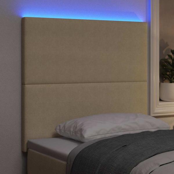 LED Kopfteil mit LED-Lichtleisten Grau-Grün 90 cm Polyester