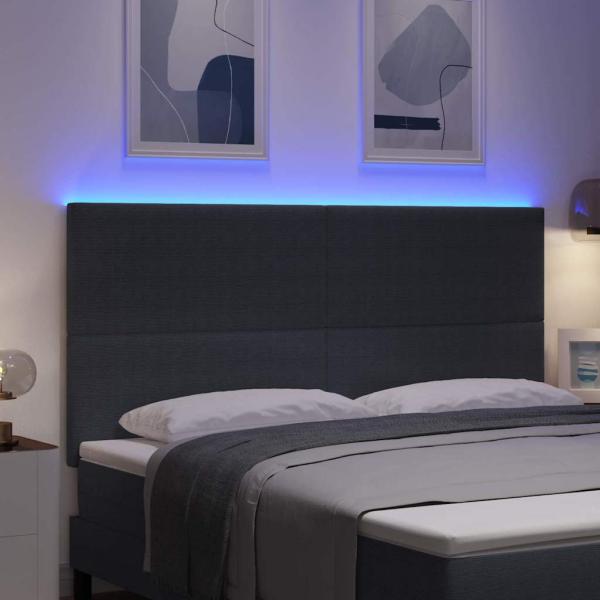 LED Kopfteil mit LED-Lichtleisten Dunkelgrau 180 cm Polyester