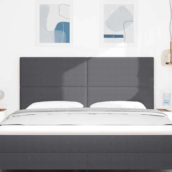 LED Kopfteil mit LED-Lichtleisten Dunkelgrau 180 cm Cordstoff