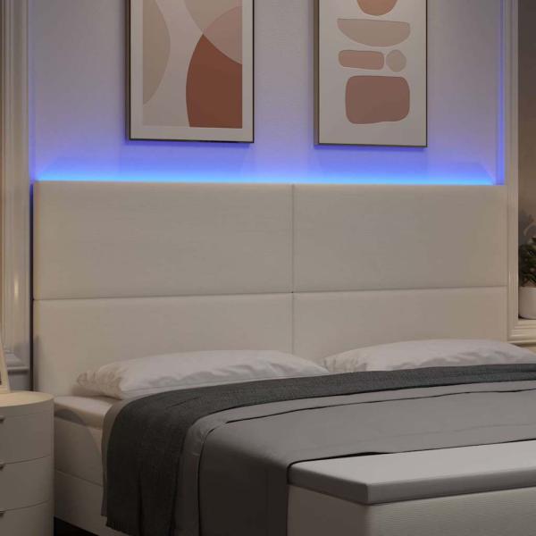 LED Kopfteil mit LED-Lichtleisten Creme 200 cm Polyester
