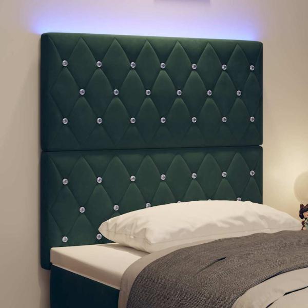 LED Kopfteil mit LED-Lichtleisten Dunkelgrün 100 cm Polyester