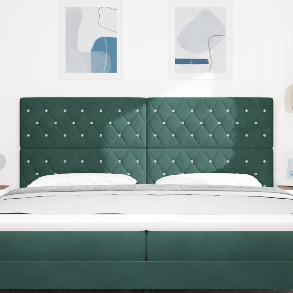 LED Kopfteil mit LED-Lichtleisten Dunkelgrün 200 cm Polyester