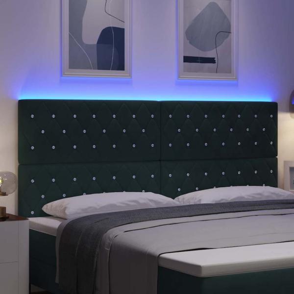 LED Kopfteil mit LED-Lichtleisten Dunkelgrün 200 cm Polyester