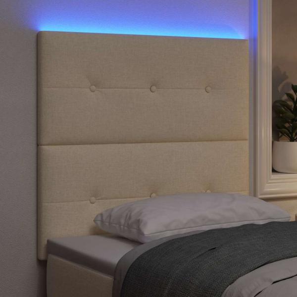 LED Kopfteil mit LED-Lichtleisten Creme 80 cm Polyester