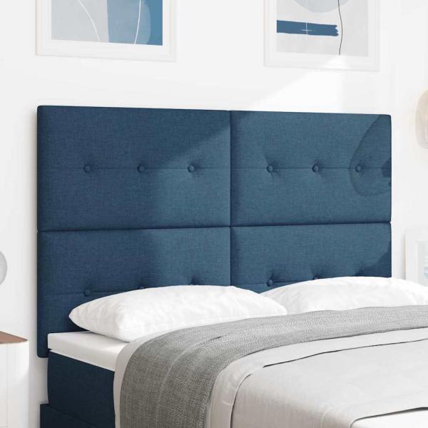 LED Kopfteil mit LED-Lichtleisten Blau 144 cm Stoff