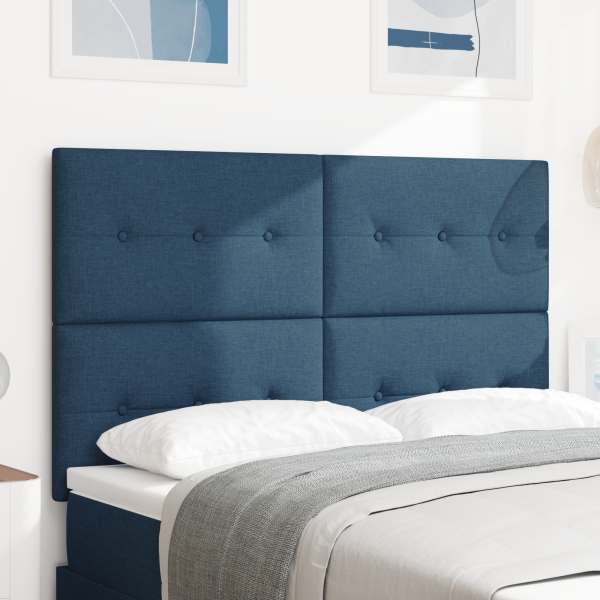 LED Kopfteil mit LED-Lichtleisten Blau 144 cm Stoff