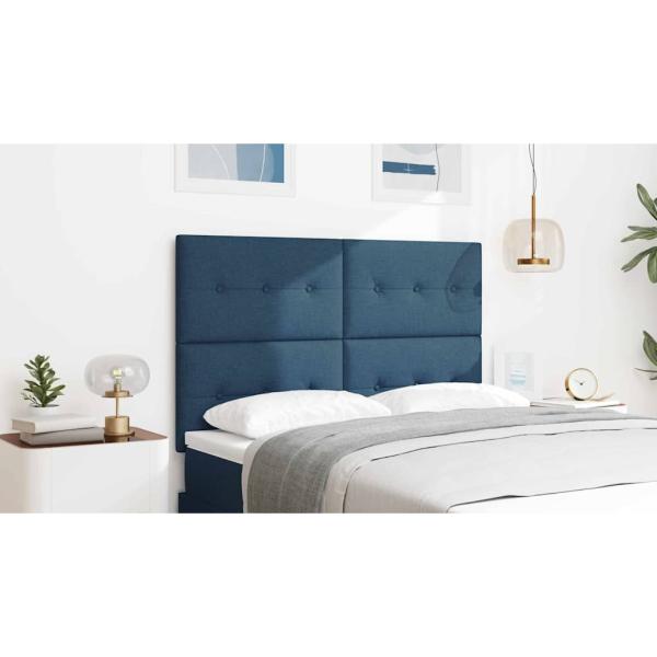 LED Kopfteil mit LED-Lichtleisten Blau 144 cm Stoff