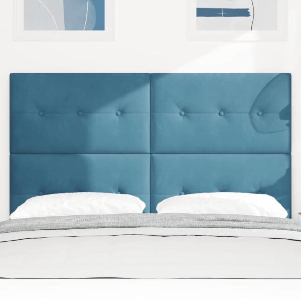 LED Kopfteil mit LED-Lichtleisten Blau 144 cm Polyester
