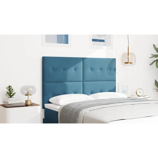LED Kopfteil mit LED-Lichtleisten Blau 144 cm Samt