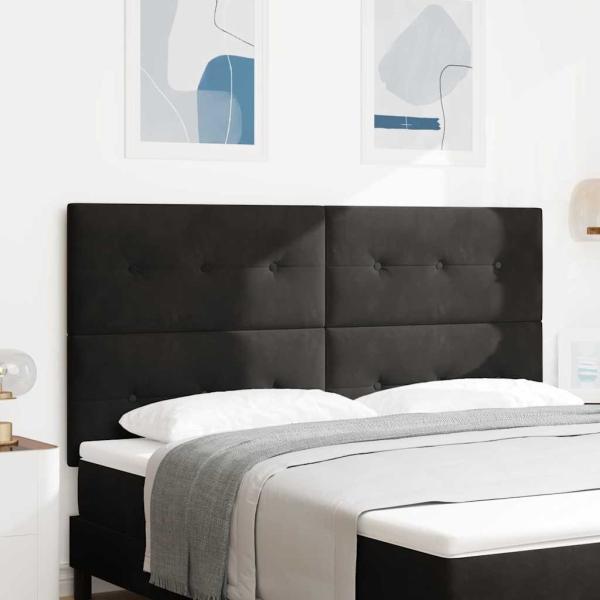 LED Kopfteil mit LED-Lichtleisten Schwarz 180 cm Samt