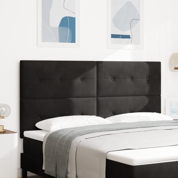 LED Kopfteil mit LED-Lichtleisten Schwarz 180 cm Samt