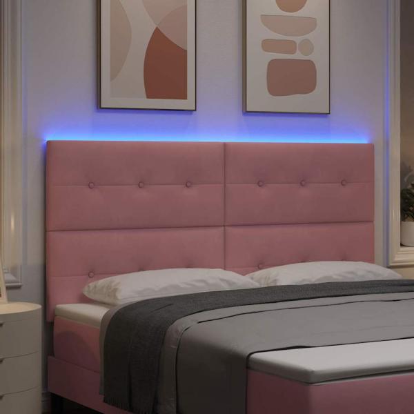 LED Kopfteil mit LED-Lichtleisten Rosa 180 cm Samt