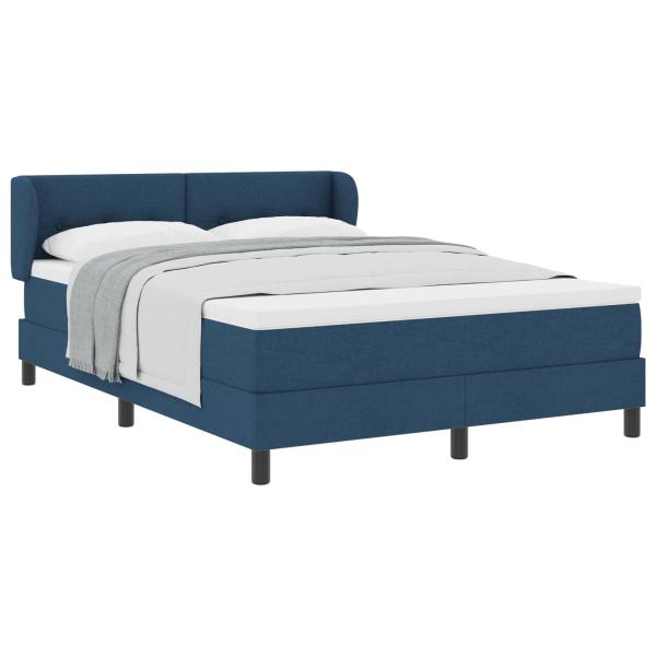 Boxspringbett mit Matratze mit Kopfteil Blau 140 x 190 cm Stoff