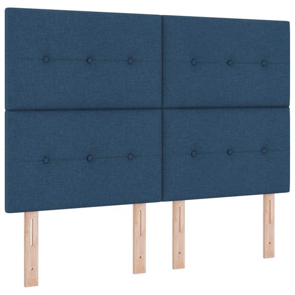 Boxspringbett mit Matratze Dunkelgrau 90x190 cm Blau
