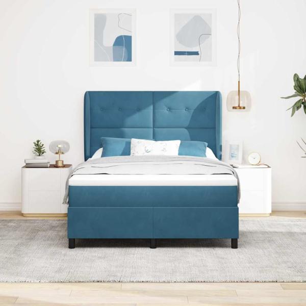 Boxspringbett mit Matratze Dunkelblau 190 x 140 cm Polyester