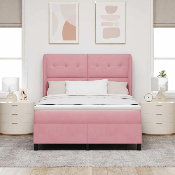 Boxspringbett mit Matratze Rosa 190 x 140 cm Polyester