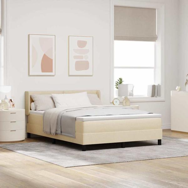 ARDEBO.de - Boxspringbett mit Kopfteil Creme 200 x 160 cm Stoff