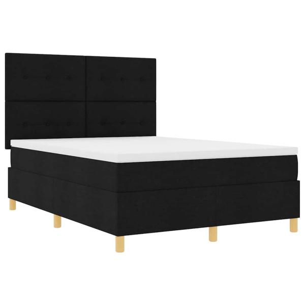 ARDEBO.de - LED Boxspringbett mit Matratze Schwarz 160 x 200 cm Stoff