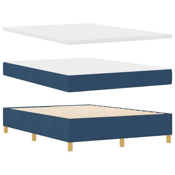 Boxspringbett mit Matratze mit Kopfteil Blau 140 x 190 cm Stoff