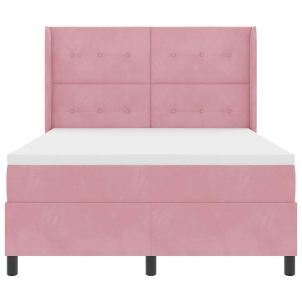 Boxspringbett mit LED-Lichtleisten Rosa 140 x 190 cm Samt