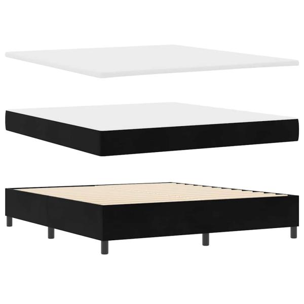 Boxspringbett mit Matratze mit LED Schwarz 180 x 200 cm Samt